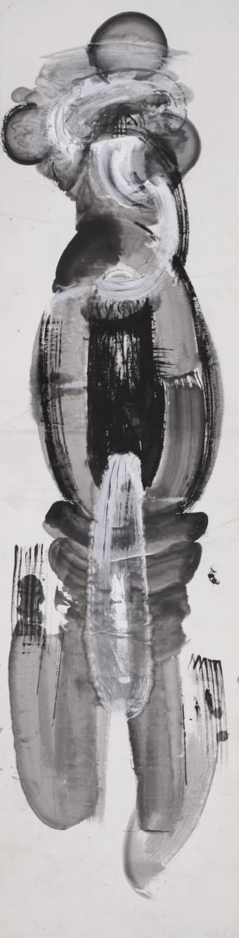 Zheng Chongbin, Another State of Man No. 6, 1987, Ink and acrylic on xuan paper, 243.8 x 66 cm.